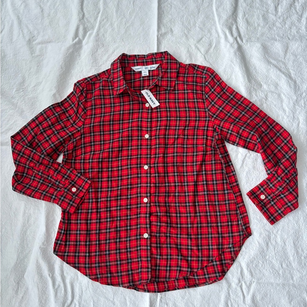 Old Navy Red Plaid Button Down Shirt - Size M (Petite)